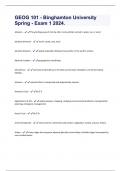 GEOG 101 - Binghamton University Spring - Exam 1 2024 Questions & Answers Already Graded A+