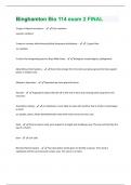 Binghamton Bio 114 exam 2 FINAL Questions & Answers Already Graded A+