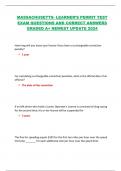 MASSACHUSETTS- LEARNER’S PERMIT TEST  EXAM QUESTIONS AND CORRECT ANSWERS  GRADED A+ NEWEST UPDATE 2024   How long will you loose your license if you have a surchargeable conviction  penalty?