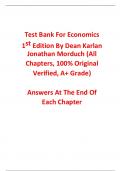 Test Bank for Economics 1st Edition By Dean Karlan Jonathan Morduch (All Chapters, 100% Original Verified, A+ Grade)