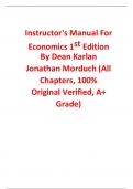 Instructor's Manual for Economics 1st Edition By Dean Karlan Jonathan Morduch (All Chapters, 100% Original Verified, A+ Grade)