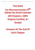 Test Bank for Macroeconomics 9th Edition By David Colander (All Chapters, 100% Original Verified, A+ Grade)