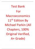 Test Bank for Macroeconomics 11th Edition By Michael Parkin (All Chapters, 100% Original Verified, A+ Grade)