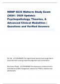 NRNP 6635 Midterm Study Exam (2024 / 2025 Update): Psychopathology, Theories, & Advanced Clinical Modalities | Questions and Verified Answers