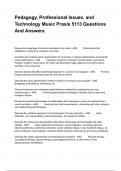 Pedagogy, Professional Issues, and Technology Music Praxis 5113 Questions And Answers