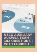 USCG AUXILIARY AUXWEA EXAM | 182 QUESTIONS | WITH CORRECT SOLUTIONS!!