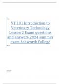 VT 101 Introduction to Veterinary Technology Lesson 2 Exam questions and answers 2024 summer exam Ashworth College