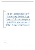 VT 101 Introduction to Veterinary Technology Lesson 3 Exam complete questions and answers 2024 Ashworth College