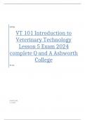 VT 101 Introduction to Veterinary Technology Lesson 5 Exam 2024 complete Q and A Ashworth College