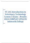 VT 101 Introduction to Veterinary Technology Lesson 7 Exam – Results 2024 COMPLET UPDATE Ashworth College