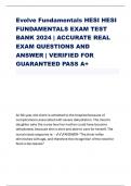 Evolve Fundamentals HESI HESI FUNDAMENTALS EXAM TEST BANK 2024 | ACCURATE REAL EXAM QUESTIONS AND ANSWER | VERIFIED FOR GUARANTEED PASS A+