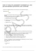 NUR 3315 HEALTH ASSESMENT SUMMER/FALL 2024  ||STANDARDISED QUESTIONS AND ANSWERS