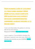 Peds nursing care of children ati proctored newest 2024- 2025 actual exam complete 250 questions and correct detailed answers(verified answers)| already graded a+|| brand new!!