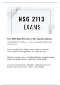 NSG 2113: Final Questions with Complete solutions