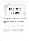 NSG 2113 Midterm Introduction to Nursing Questions with Complete Solutions