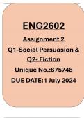 ENG2602 ASSIGNMENT 2 2024 SOCIAL PERSUASION & FICTION ESSAY