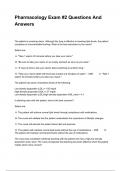 Pharmacology Exam #2 Questions And Answers