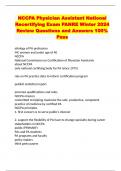 NCCPA Physician Assistant National Recertifying Exam PANRE Winter 2024 Review Questions and Answers 100% Pass