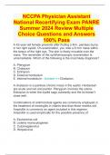 NCCPA Physician Assistant National Recertifying Exam PANRE Summer 2024 Review Multiple Choice Questions and Answers 100% Pass