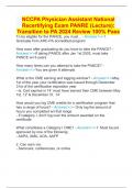 NCCPA Physician Assistant National Recertifying Exam PANRE (Lecture): Transition to PA 2024 Review 100% Pass