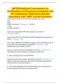 NCCPA National Commission on Certification of Physician Assistants and PA Certification 2024 Exam Review Questions with 100% Correct Answers