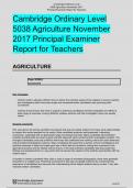 Cambridge Ordinary Level 5038 Agriculture November 2017 Principal Examiner Report for Teachers