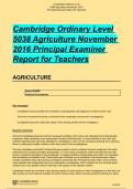 Cambridge Ordinary Level 5038 Agriculture November 2016 Principal Examiner Report for Teachers