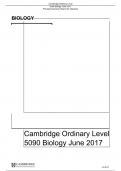 Cambridge Ordinary Level 5090 Biology June 2017 Principal Examiner Report for Teachers