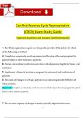 Certified Revenue Cycle Representative - CRCR Exam Study Guide (2024 / 2025) Questions and Revised Correct Answers. 100% Guarantee Pass