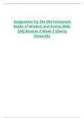 Assignment For the Old Testament  Books of Wisdom and Poetry (BIBL  104) Module 2 Week 2 Liberty  University