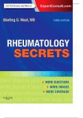 RHEUMATOLOGY SECRETS THIRD EDITION STERLING G. WEST, MD, MACP, FACR Professor of Medicine Department of Medicine Division of Rheumatology University of Colorado School of Medicine Aurora, Colorado