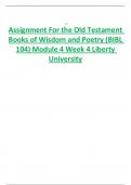 Assignment For the Old Testament  Books of Wisdom and Poetry (BIBL  104) Module 4 Week 4 Liberty  University