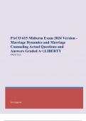 PACO 615 Midterm Exam 2024 Version - Marriage Dynamics and Marriage Counseling Actual Questions and Answers Graded A+;LIBERTY