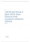  HLTH 503 Week 3 Quiz 2024: Data Sources with complete solutions-Liberty