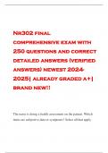 Nr302 final comprehensive exam with 250 questions and correct detailed answers (verified answers) newest 2024- 2025| already graded a+| brand new!!