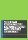 NIHI FINAL STUDY GUIDE |139 QUESTIONS | WITH PASSED ANSWERS!!