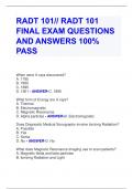 RADT 101// RADT 101 FINAL EXAM QUESTIONS  AND ANSWERS 100%  PASS 