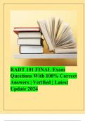  RADT 101 FINAL Exam Questions With 100% Correct Answers | Verified | Latest Update 2024 