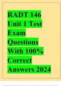 RADT 146 Unit 1 Test Exam Questions With 100% Correct Answers 2024