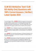 CLM 023 AbilityOne Test// CLM  023 Ability One| Questions with  100% Correct Answers | Verified |  Latest Update 2024