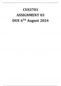 CUS3701 Assignment 3 DUE 6 August 2024