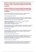 RNSG2213/RNSG 2213 Mental Health Nursing Review for Exam 2 Level 3 (Answered) Updated Version 2024. Graded A+. 