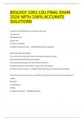 BIOLOGY 1001 LSU FINAL EXAM 2024 WITH 100% ACCURATE SOLUTIONS