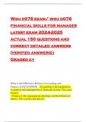 Wgu d076 exam/ wgu d076 financial skills for manager latest exam 2024-2025 actual 150 questions and correct detailed answers (verified answers)| Graded a+