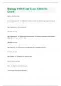 Biology 0100 Final Exam CSCC Dr. Cronk Questions And Answers Rated A+