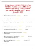 FINAL Exam: NUR631/ NUR 631 (New 2024/2025 Update) Advanced Physiology and Pathophysiology Exam| Questions and Verified Answers| 100% Correct| Graded A- GCU