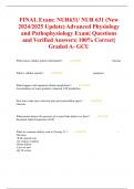 FINAL Exam: NUR631/ NUR 631 (New 2024/2025 Update) Advanced Physiology and Pathophysiology Exam| Questions and Verified Answers| 100% Correct| Graded A- GCU