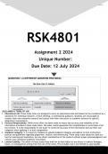 RSK4801 Assignment 2 (ANSWERS) 2024 - DISTINCTION GUARANTEED