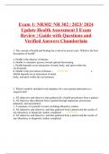 Exam 1: NR302/ NR 302 | 2023/ 2024 Update Health Assessment I Exam Review | Guide with Questions and Verified Answers Chamberlain