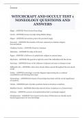 WITCHCRAFT AND OCCULT TEST 1 NONEOLOGY QUESTIONS AND ANSWERS